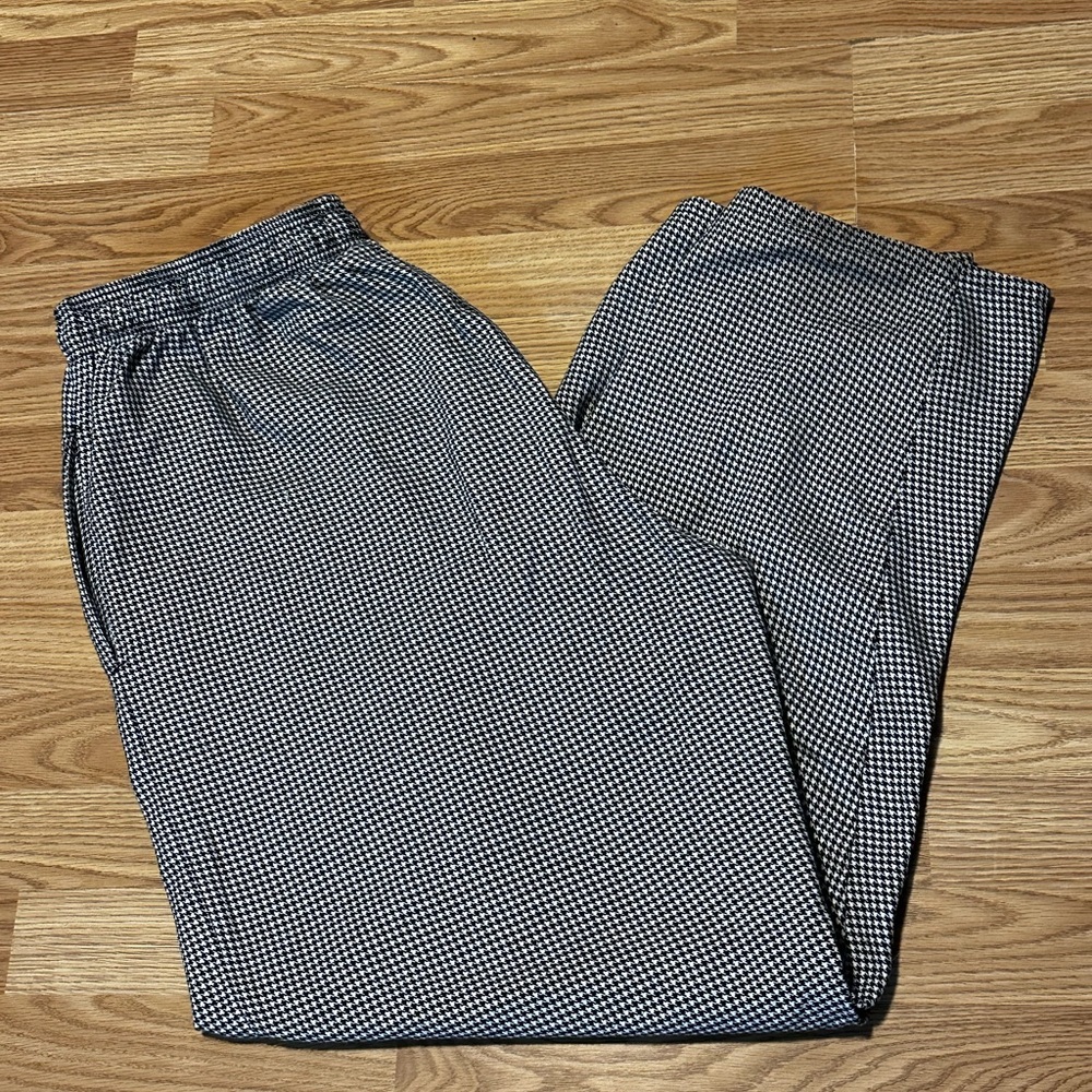 Uncommon Threads Houndstooth Black and White Chef Pants w/Drawstring - Size XL